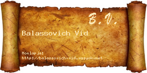 Balassovich Vid névjegykártya
